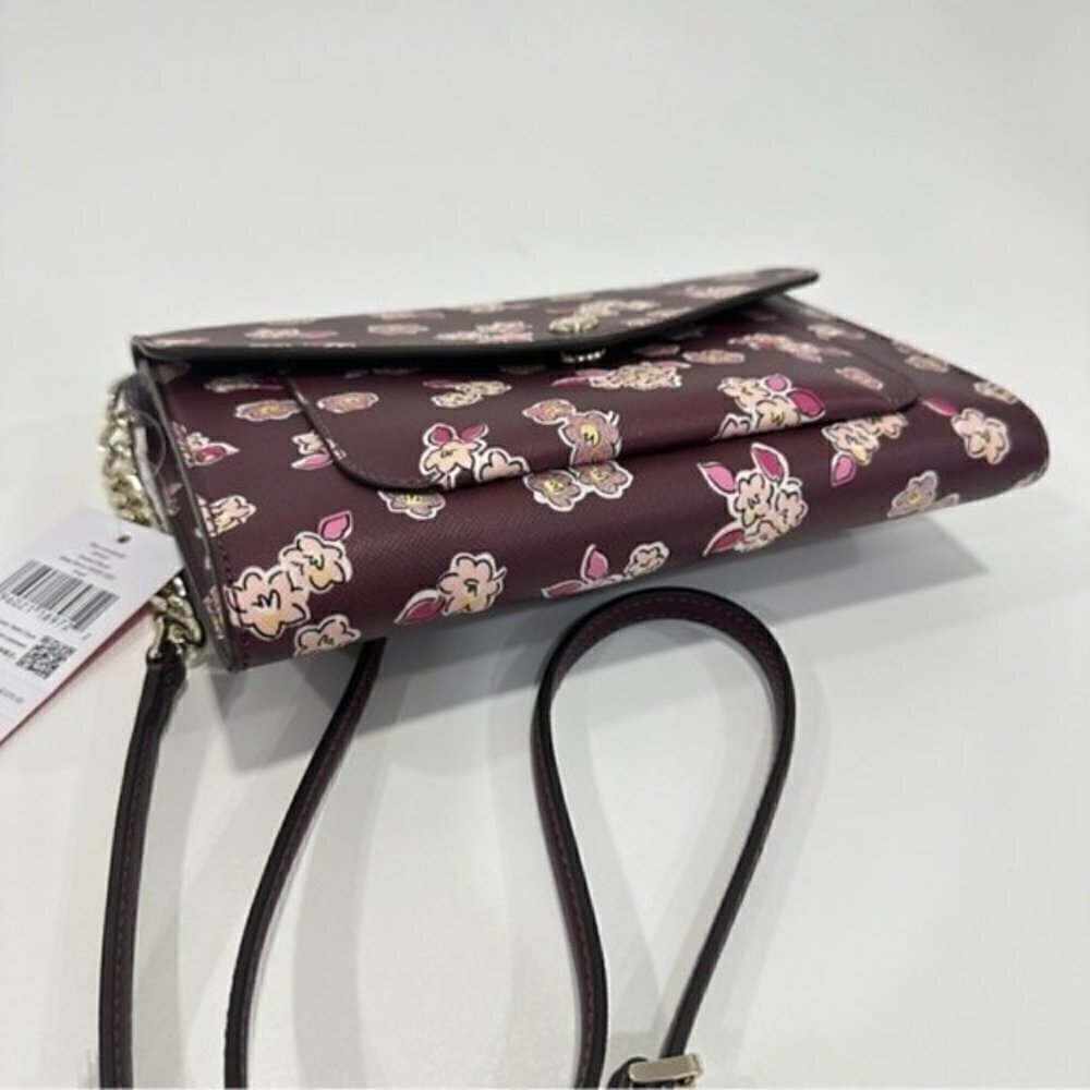 Kate Spade Tinsel Flap Crossbody Clutch Bag with Floral Print - Picture 7 of 14